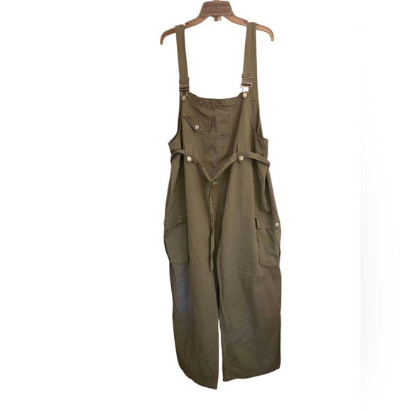 Cider Olive Green Wide Leg Overalls Plus Size 2X Cotton - Picture 1 of 4